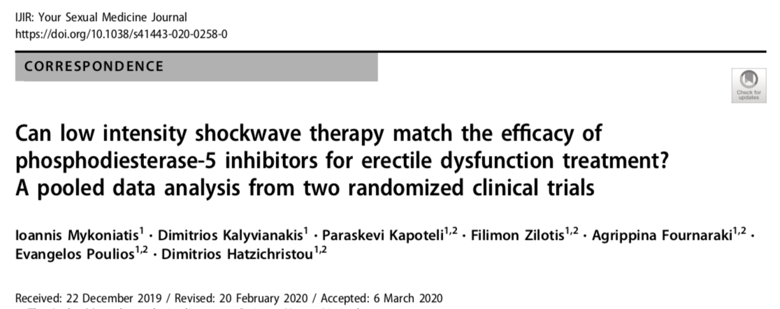 Can low intensity shockwave therapy match the efficacy of phosphodiesterase-5 inhibitors for erectile dysfunction treatment?