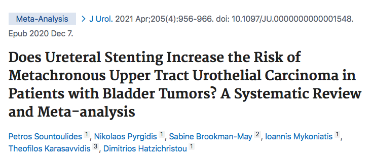 Does Ureteral Stenting Increase the Risk of Metachronous Upper Tract Urothelial Carcinoma in Patients with Bladder Tumors