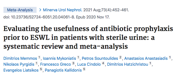 Evaluating the usefulness of antibiotic prophylaxis prior to ESWL in patients with sterile urine
