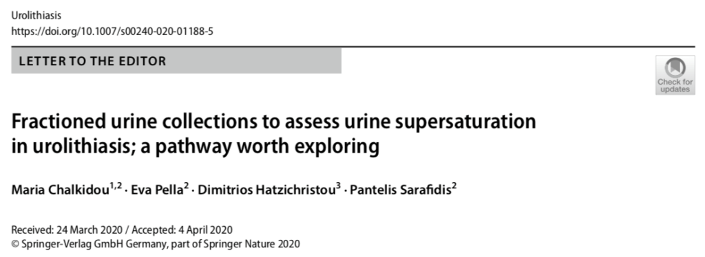 Fractioned urine collections to assess urine supersaturation in urolithiasis