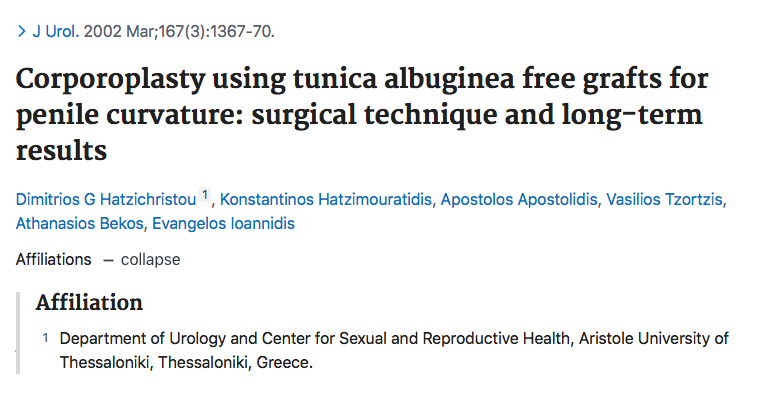 Corporoplasty using tunica albuginea fee grafts for penile curvature