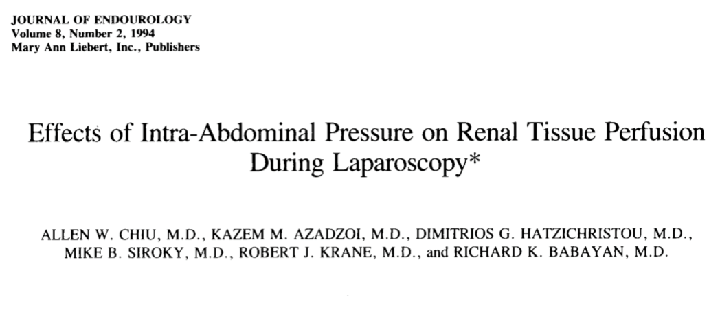 Effects of Intra-Abdominal Pressure on Renal Tissue Perfusion During Laparoscopy
