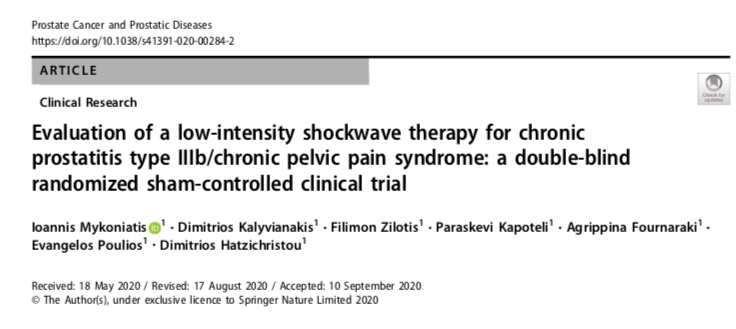 1. Evaluation o a ow intensity shockwave therapy or chronic prostatitis type Illbchronic pelvic pain syndrome