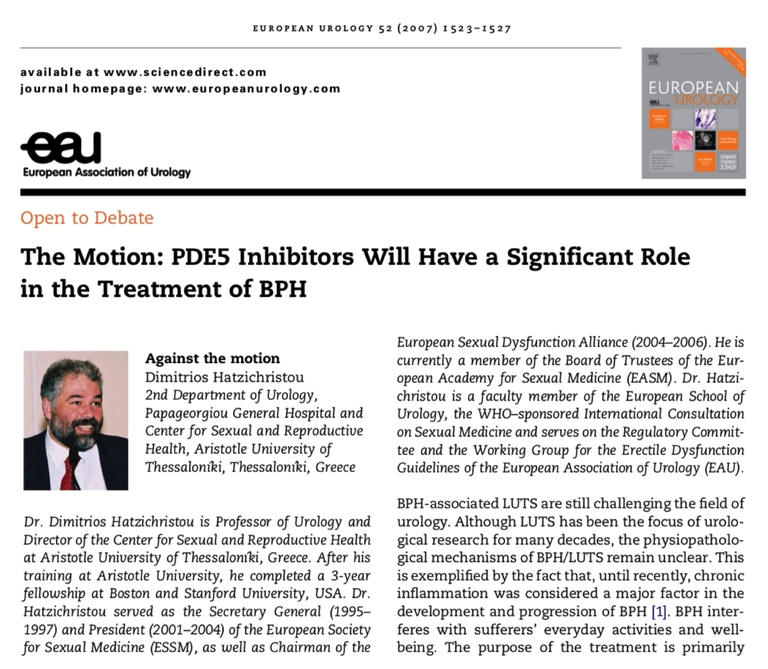 1. The Motion PDE5 Inhibitors Will Have a Significant Role in the Treatment of BPH