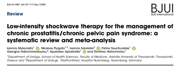 4. Low intensity shockwave therapy for the management of chronic prostatitischronic pelvic pain syndrome a systematic review and meta analysis